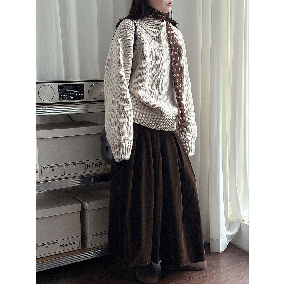 Korean semi-turtleneck pullover knitted sweater women's new winter lazy style versatile with a thick sweater underneath