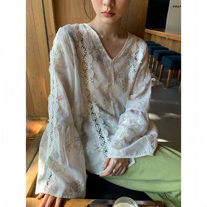 Foreign Chic Beautiful Hollow Chiffon Shirt