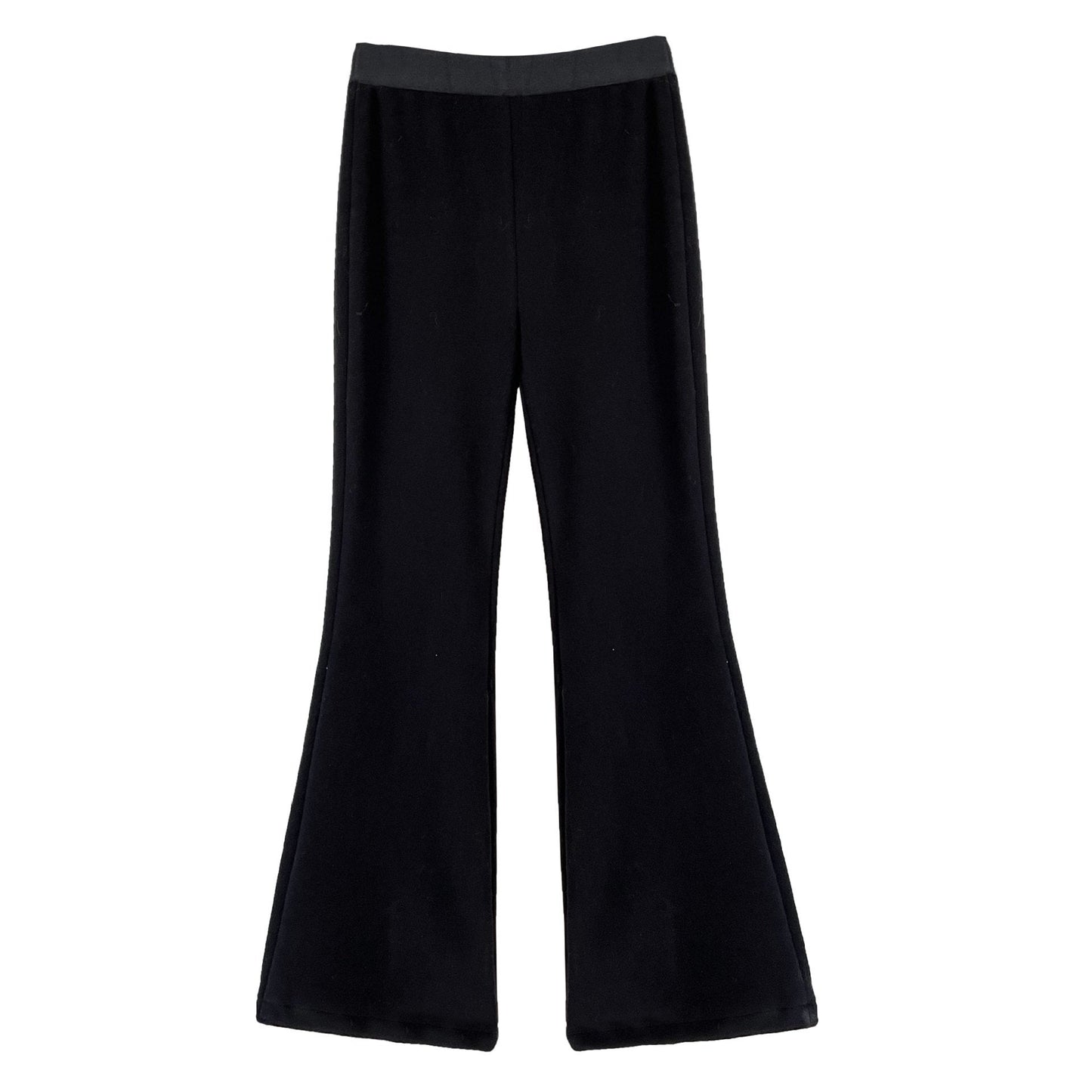 Korean style minimalist fleece-lined thickened versatile micro-flare casual pants - women's new loose-fit floor-length trousers
