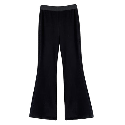 Korean style minimalist fleece-lined thickened versatile micro-flare casual pants - women's new loose-fit floor-length trousers