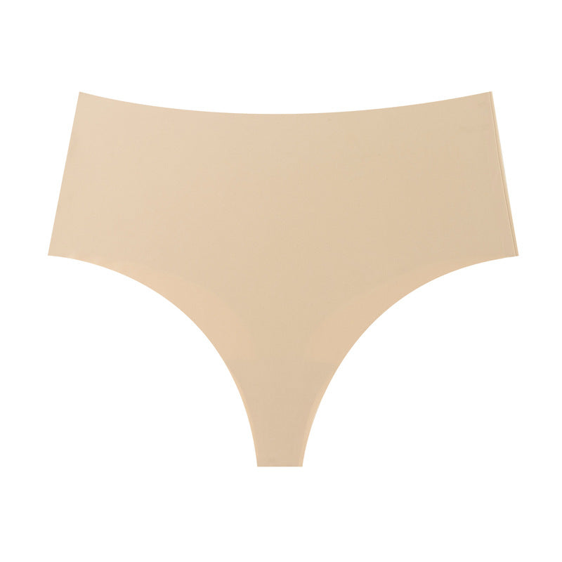 Traceless ice silk women's underwear high waist invisible solid color briefs women's comfortable large size underwear women