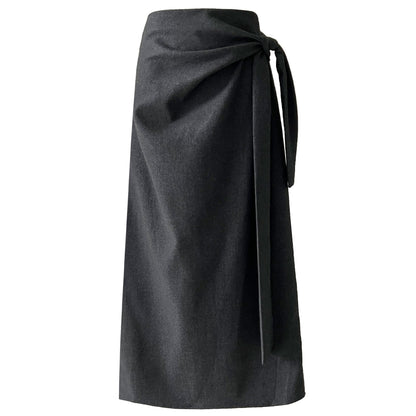 Temperament pleated high waist straps straight skirt women's autumn new velvet personalized design long skirt 1726