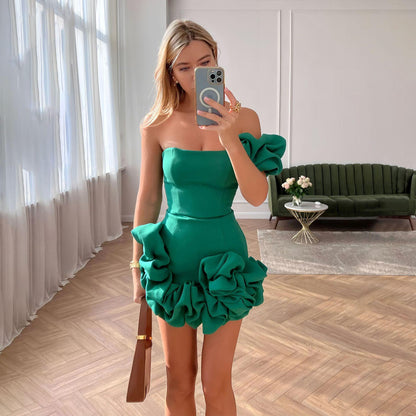 Ruffle One Shoulder Mini Dress
