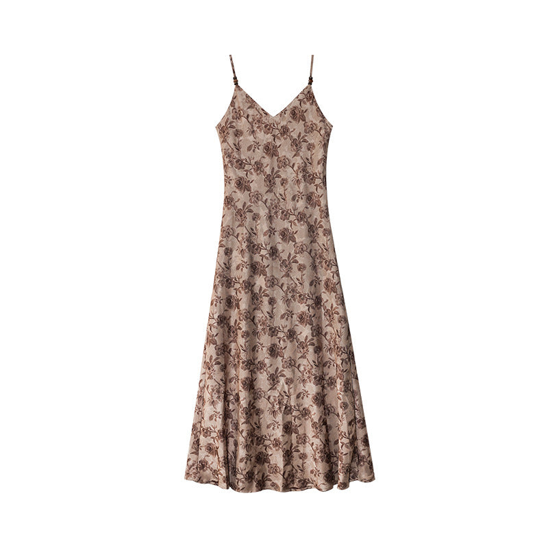 Romantic beautiful purple charm floral suspender dress