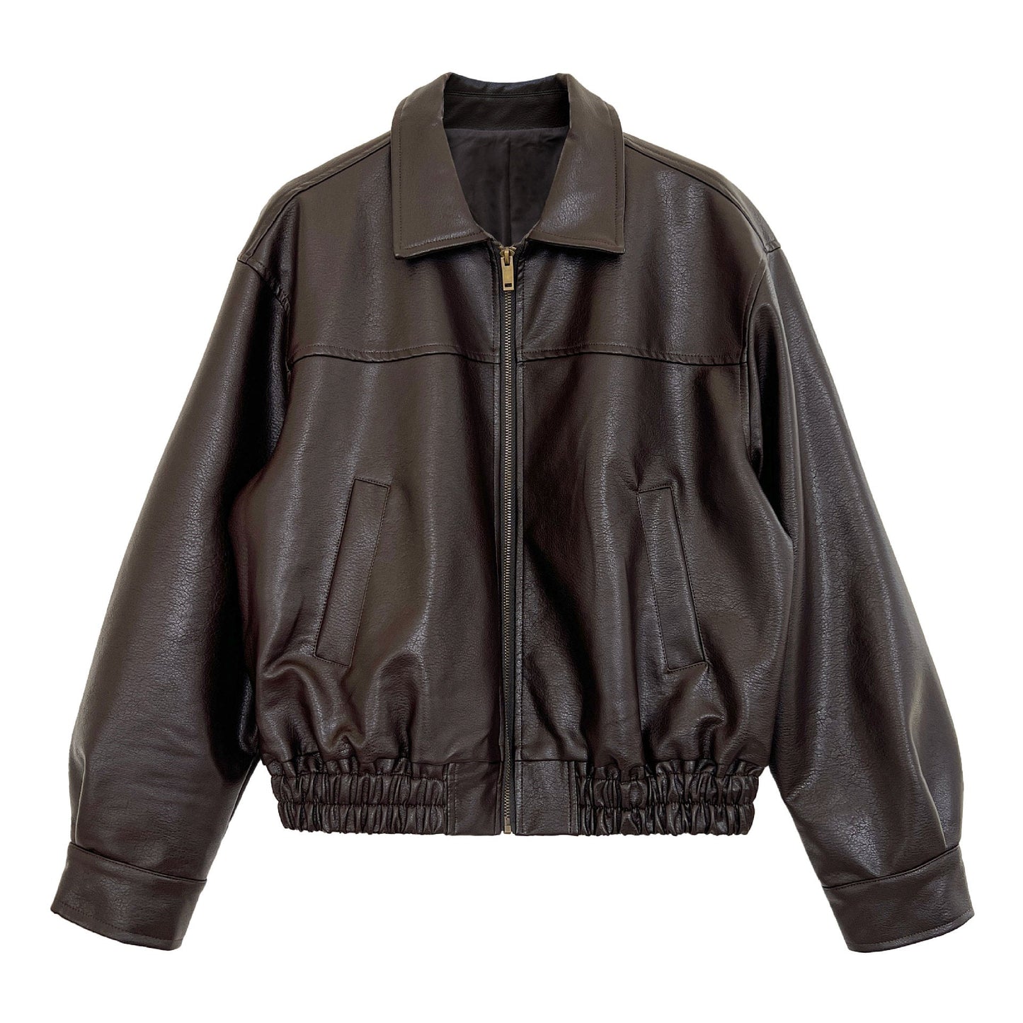 Korean locomotive style high-end lapel leather jacket