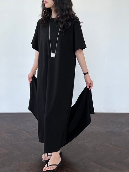 Casual simple shawl dress women's summer new lazy wind covering meat and showing thinness T-shirt long skirt