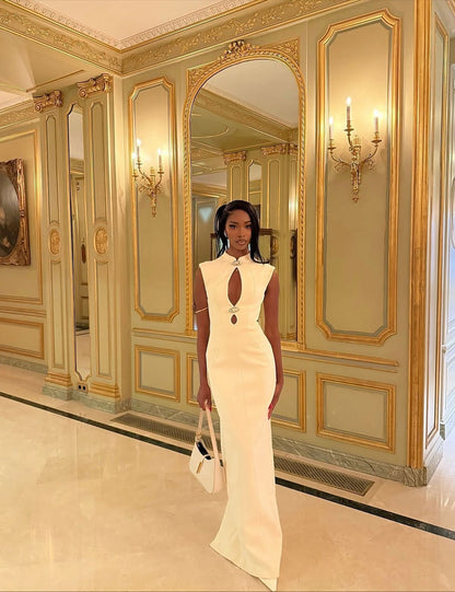 New hollow Spice Girl dress sexy sleeveless slim fit European and American suit hip wrap dress
