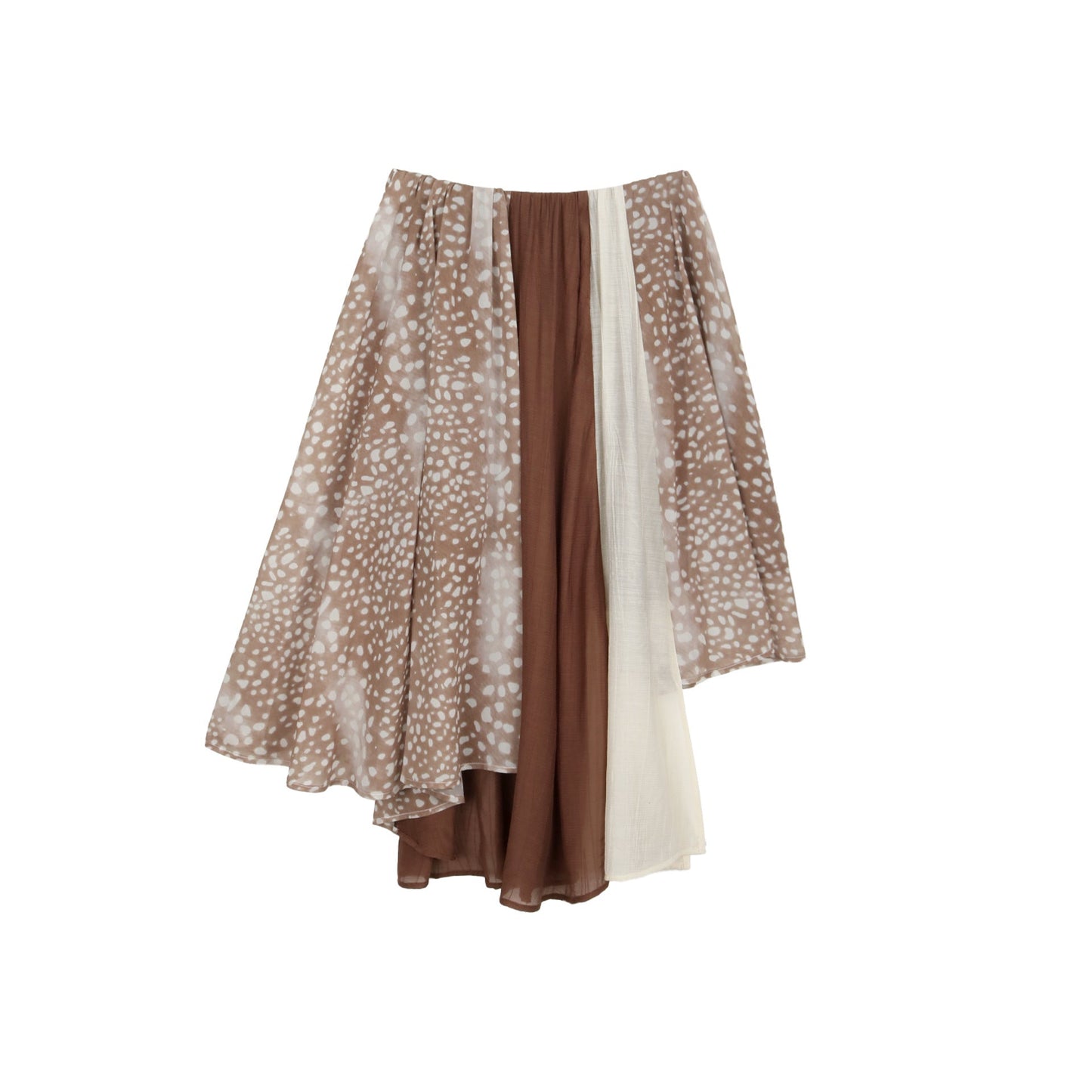 Irregular printing and dyeing chiffon splicing skirt literary Mori medium and long skirt