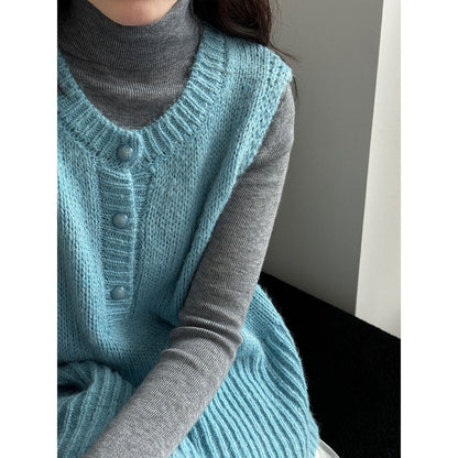 Korean simple style, stacked with versatile knitted vest