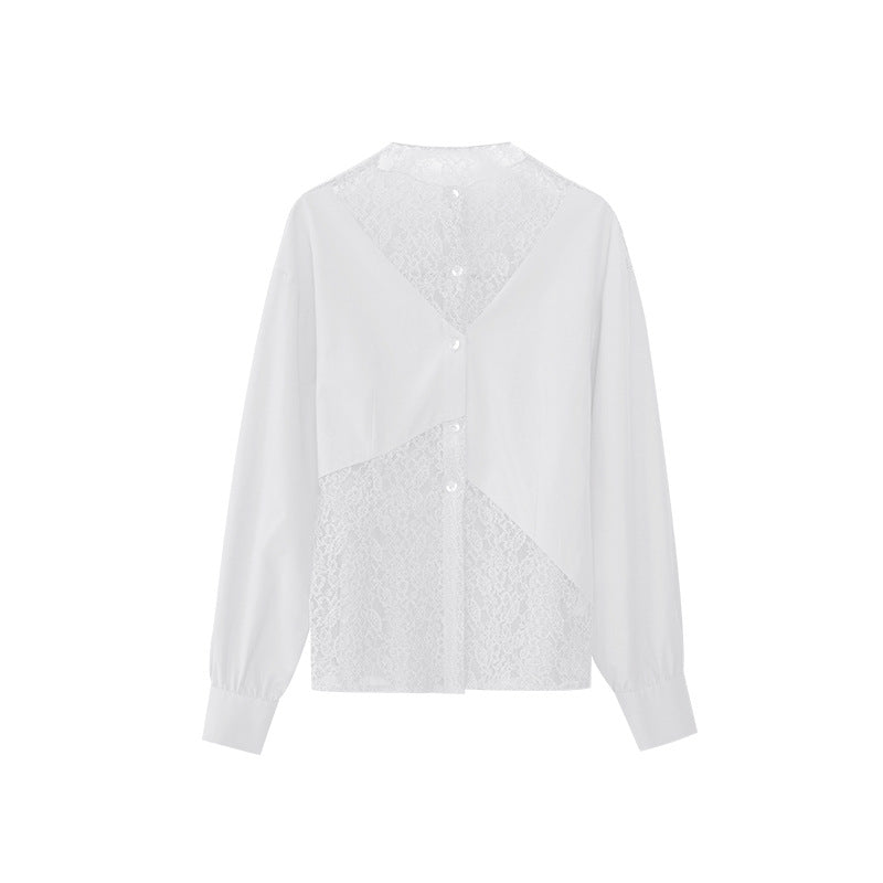Temperament design lace hollow shirt