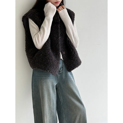 Panax notoginseng wool suede fur integrated sleeveless vest women's autumn and winter lamb wool vest