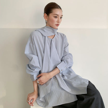 Lazy drape thin long-sleeved shirt