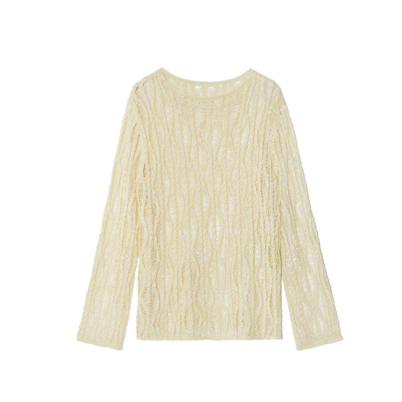 Lazy and gentle style cut outlong sleevesloose sweater