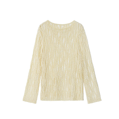 Lazy and gentle style cut outlong sleevesloose sweater
