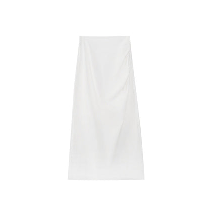 Women's High-Waist Slim-Fit Split Hem Solid Cotton Maxi Skirt