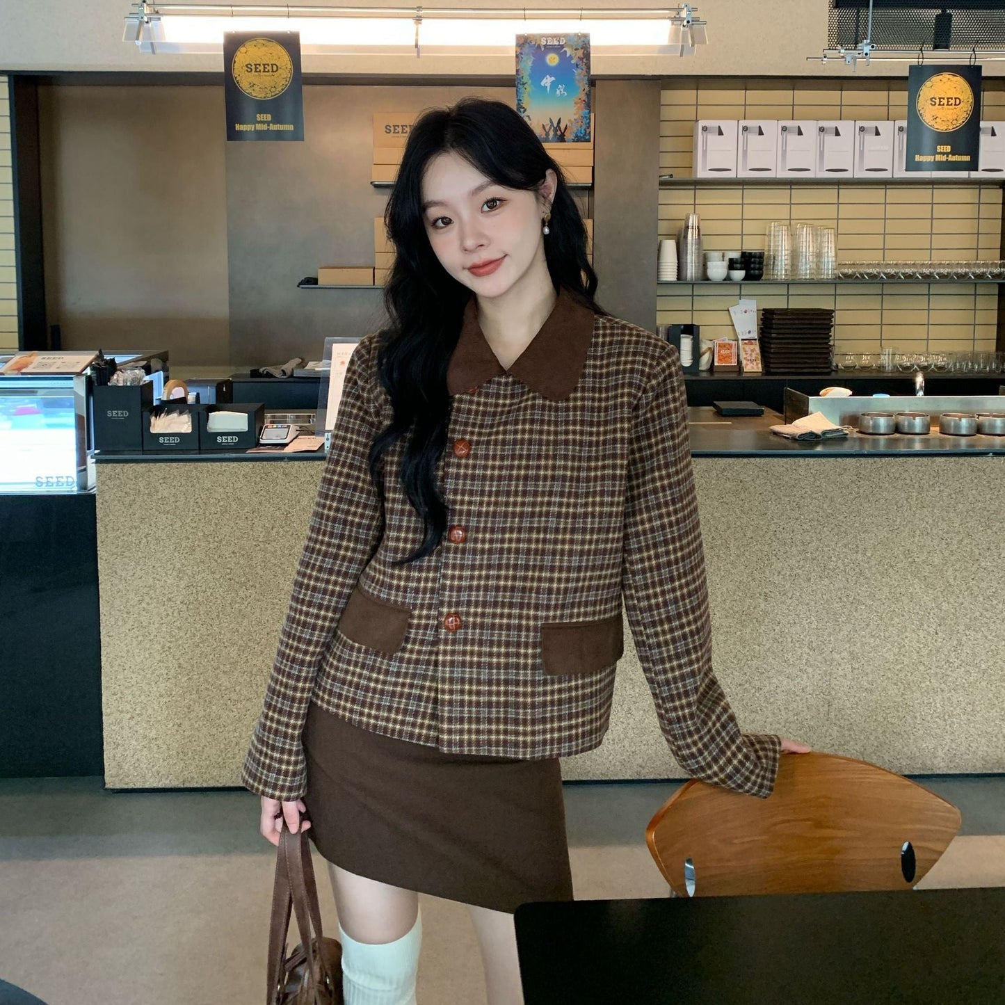 Premium Thousand Birds Plaid Lapel Jacket