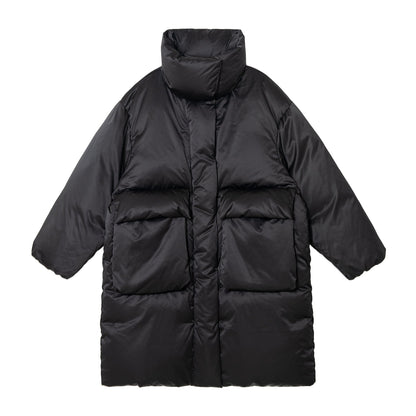 Winter 90 white duck down stand-up collar three-dimensional pocket down jacket