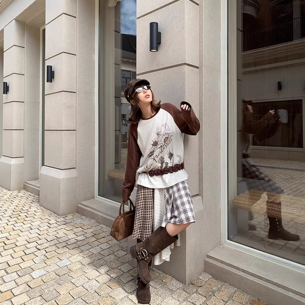 Irregular Vintage Plaid Patchwork Skirt