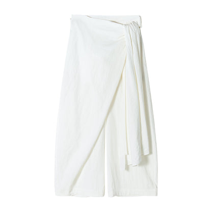 New commuter design Tencel texture lace-up anti-wrinkle wide-leg casual pants