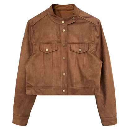 Suede short coat women's autumn new design sweet cool locomotive tooling jacket top