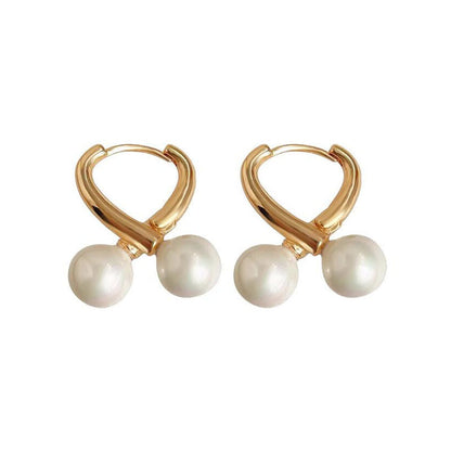 Pearl Love Ear Buckle Simple Versatile Fashion Earrings Light Luxury Temperament Niche Design Earrings