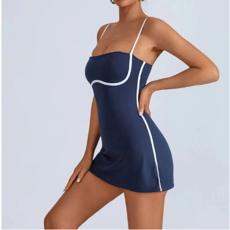 Tennis Golf Dress with Built-in Shorts & Chest Pad