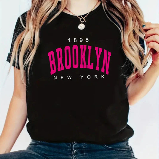 Brooklyn New York Letter Print Y2K Streetwear Tee