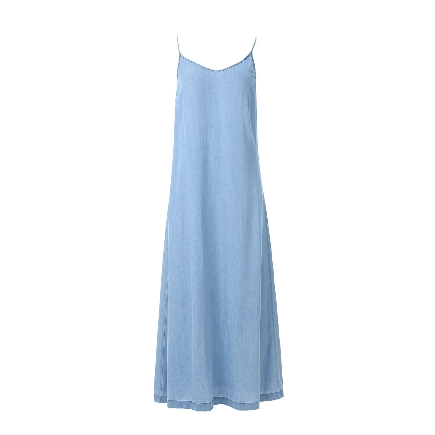 Women Lightweight Denim Wrap Blouse & Slip Dress Set