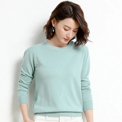 Round Neck Knit Sweater Long Sleeve Regular Fit Pullover
