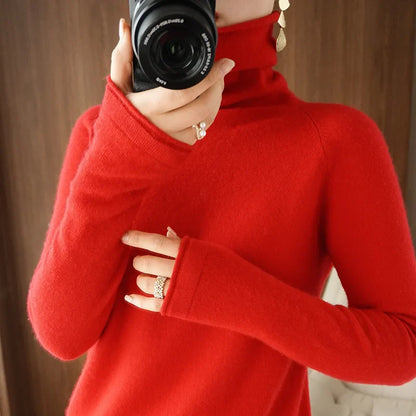 Turtleneck Knit Sweater Long Sleeve Slim Fit Pullover