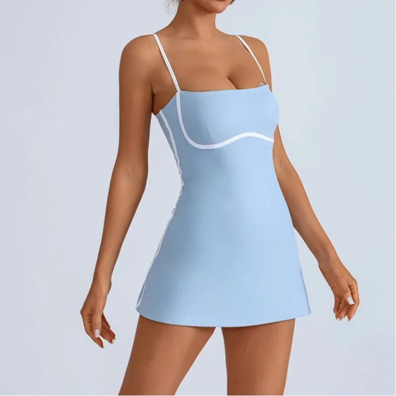 Tennis Golf Dress with Built-in Shorts & Chest Pad