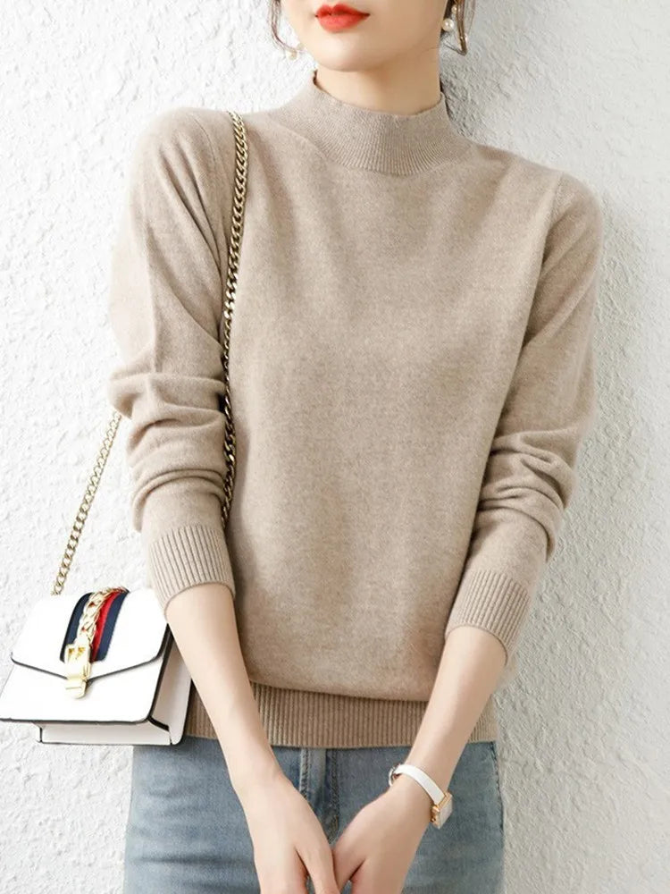 Turtleneck Knit Sweater Long Sleeve Regular Fit Pullover