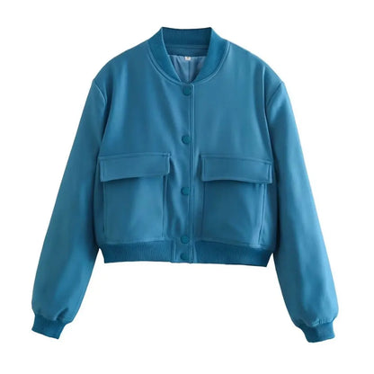 Women's Bomber Jacket with Pockets