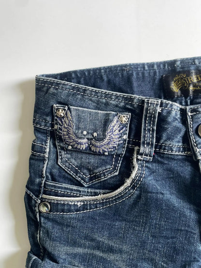Y2K Wing Embroidery Denim Mini Skirt