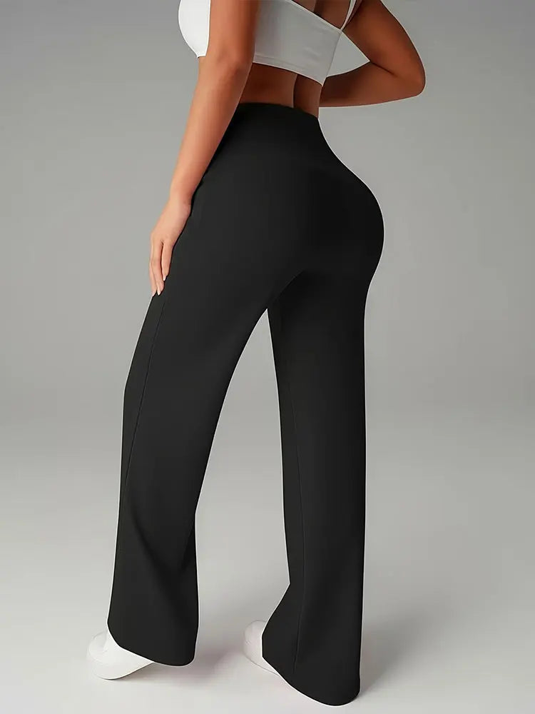 High Waisted Wide Leg Trousers Women Stretch Yoga Pants Casual Sports Workout Leggings