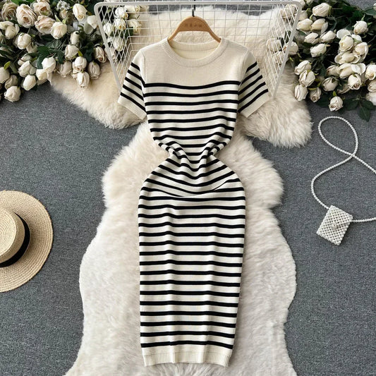 Summer Striped Beach Knitted Dress