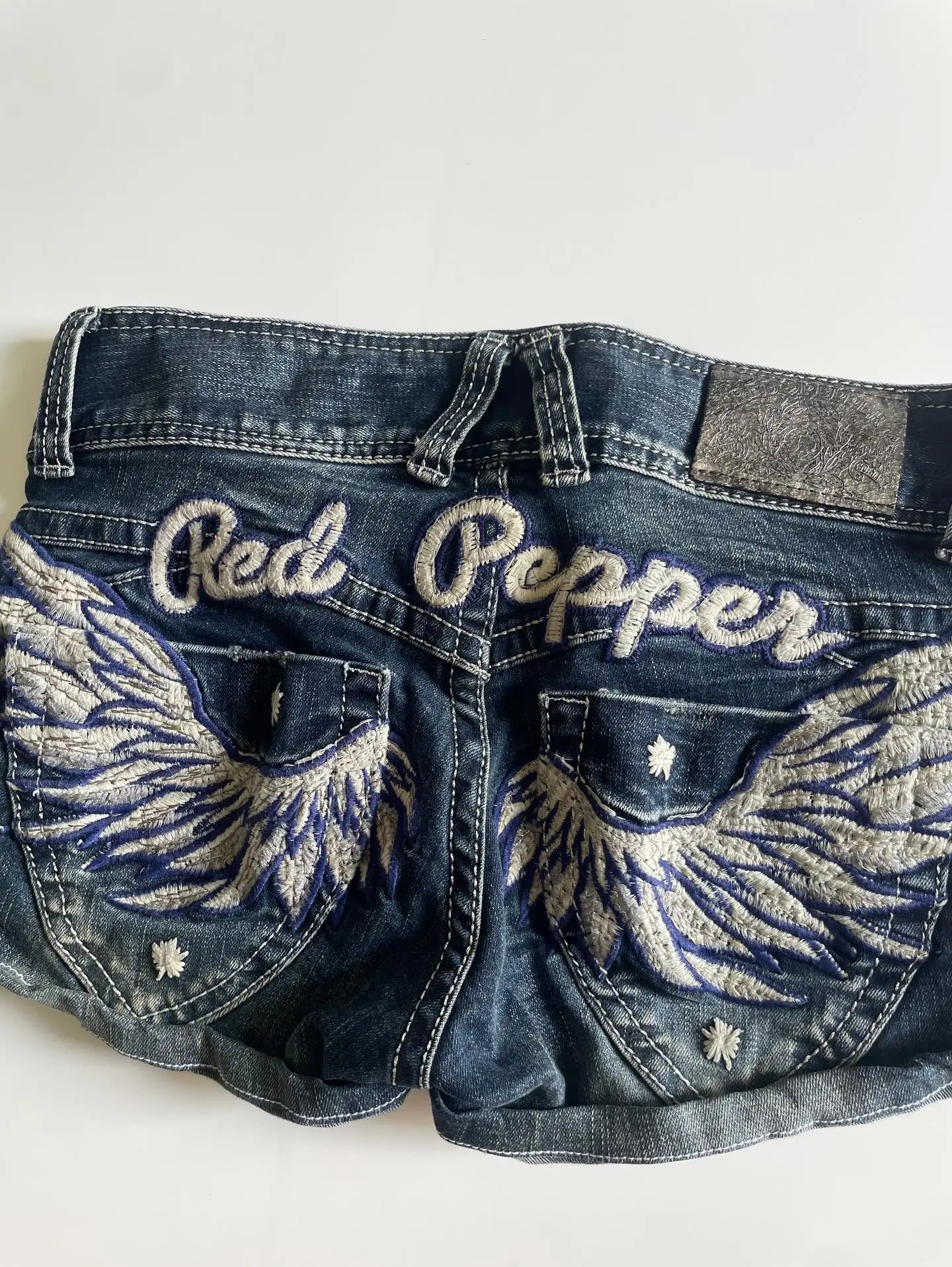 Y2K Wing Embroidery Denim Mini Skirt