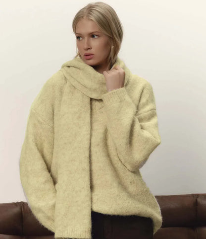 Turtleneck Knit Sweater Loose Fit Long Sleeve Pullover