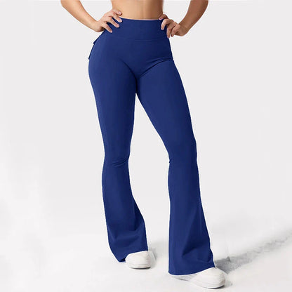 Women Wide Leg High Stretch Yoga Leggings Naked Feeling Compression Fitness Workwear with pockets Yoga Pant ﻿