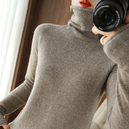 Turtleneck Knit Sweater Long Sleeve Slim Fit Pullover