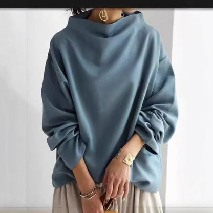 Women's Half Turtleneck Batwing Sleeve Loose Solid Top