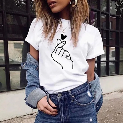 Women's Cute Print Crew Neck Short Sleeve T-Shirt