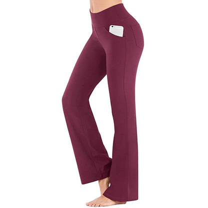 High Waist Wide Leg Pants Slim Fit Pockets Full Length Casual