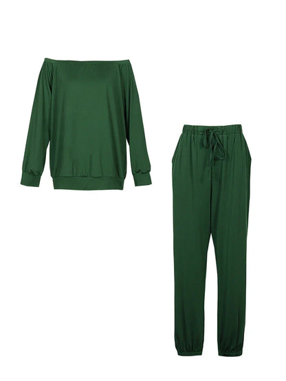 Women's Slant Shoulder Top and Pants Set