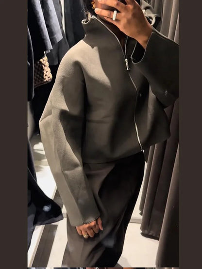 Women's Sequined Stand Collar Cropped Jacket