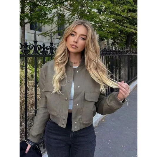 Women's Cropped Bomber Jacket