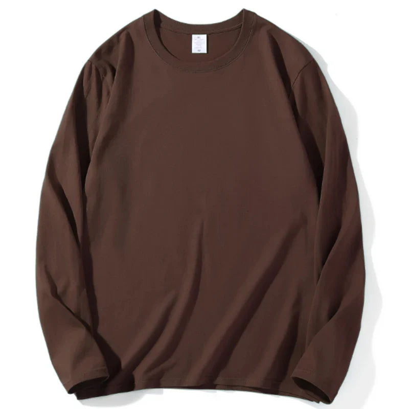 Loose Cotton Long Sleeve Round Neck Tee