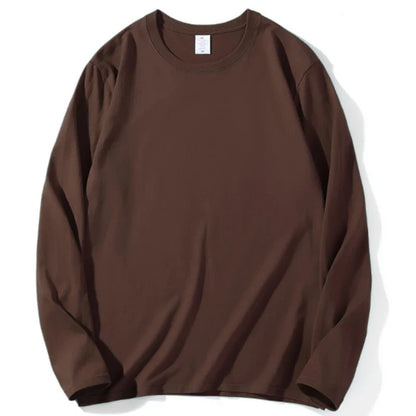 Loose Cotton Long Sleeve Round Neck Tee