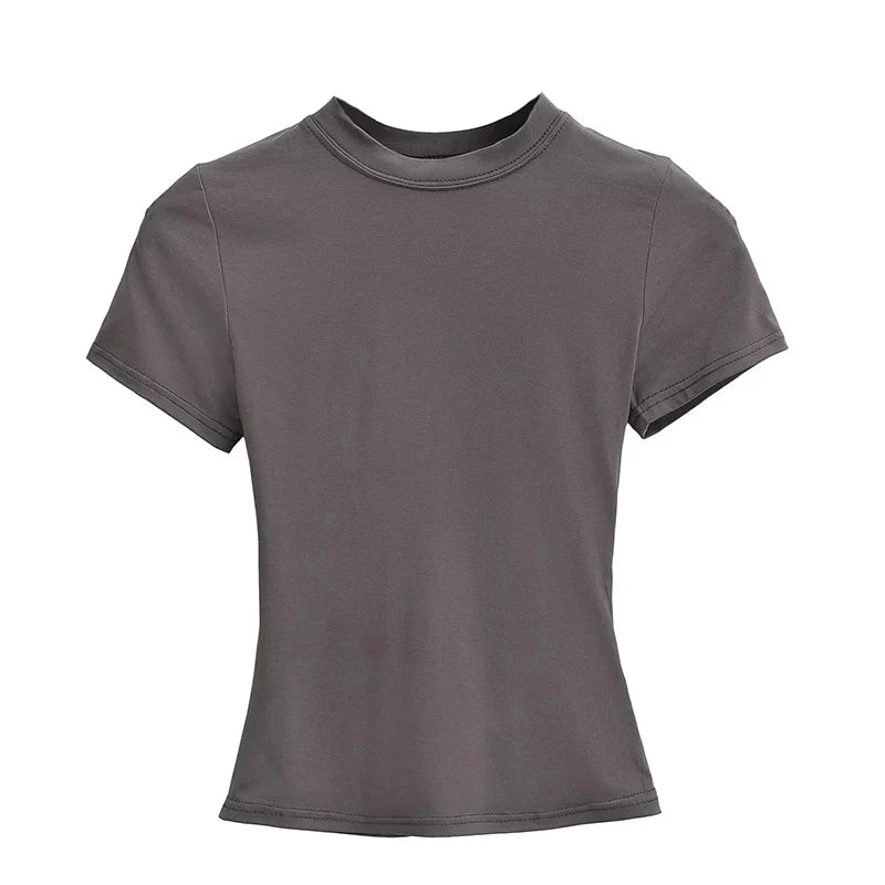 Solid Slim Short Sleeve Crew Neck Tee