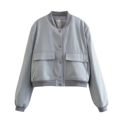 Women's Bomber Jacket with Pockets